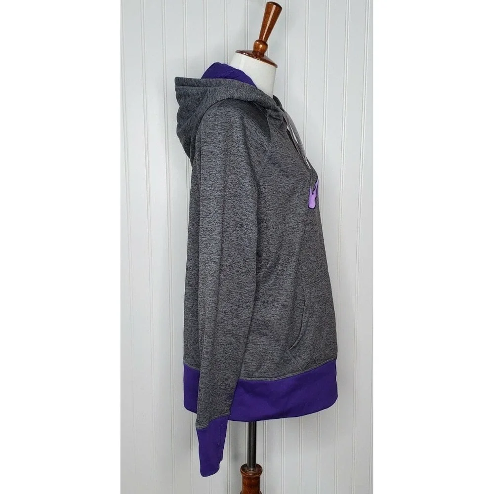 Nike Therma Fit Women's Size Large Pullover Hoodie w/Thumbholes Gray & Purple